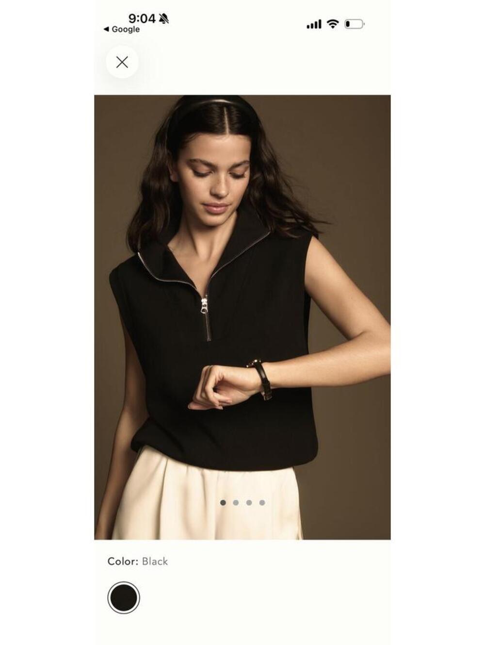 NWT Varley Magnolia Black Sleeveless Half Zip Pullover size M